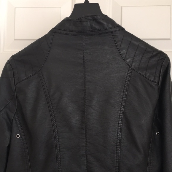 JOUJOU Women’s Jacket L Black Leather like Gorgeous Zipper Buttons Pockets NEW - Picture 11 of 11